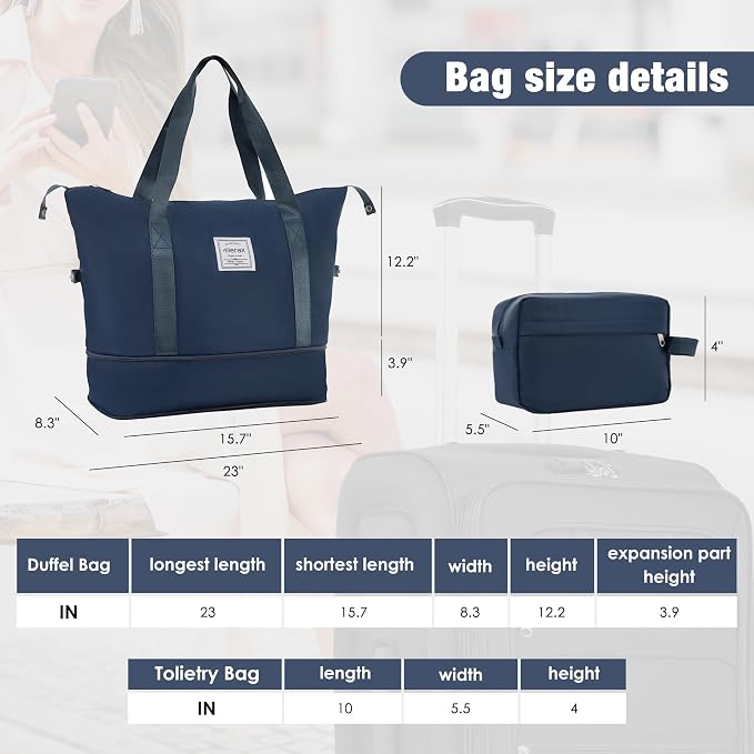 Merax Softside Luggage Set 3 Piece Suitcase with Duffel Bag Spinner Wheels | Lightweight Expandable Travel Luggage 22" 26" 30",Deep Blue - Image 3