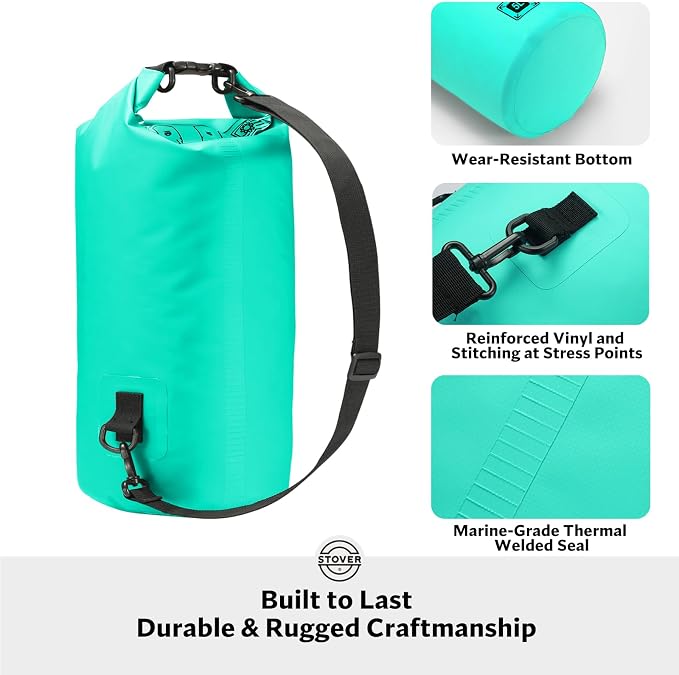 STOVER 5/10/25/30/40L Waterproof Dry Bag, Small Lightweight Roll Top Dry Bag Backpack w/Waterproof Phone Case, Kayaking, Travel, Hiking, Fishing, Tubing, Camping, the Beach, Men/Women (Teal) - Image 3