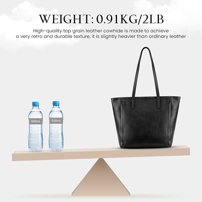 befen Vintage Genuine Leather Work Tote Bag for Women Large Tote Bag with Zipper Leather Purse and Handbags with Compartment - Image 6