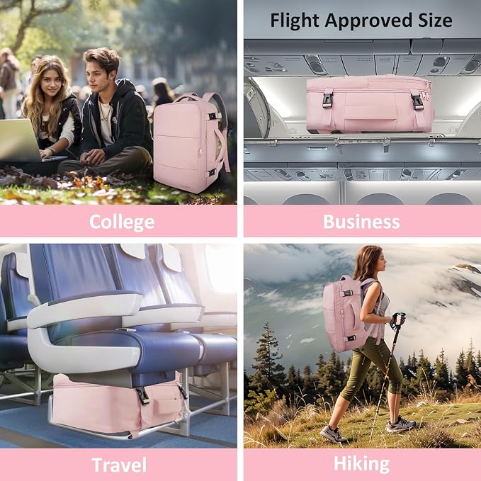 Taygeer Laptop Backpack for Women, TSA Friendly 40l Carry On Mochila | Large Travel Backpack with 17.3" Laptop Compartment, Daypack Business Computer Bag for Office Work Travel Essentials, Pink - Image 9