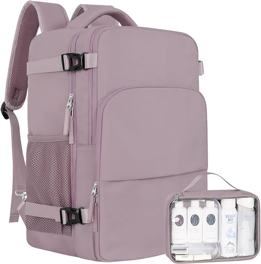 Sinaliy Travel Backpack, TSA Carry on Flight Approved Backpack | Waterproof 17.3 Inch Laptop Backpack with Multi-Pockets, Personal Item Travel Bag for Women Work, College, Business, Purple by Sinaliy