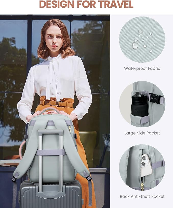 LOVEVOOK 50L Travel Backpack for Women Flight Approved, Carry on Backpack for Airplanes, TSA Personal Item Travel Bag, Waterproof 18 Inch Laptop Backpack, Business Weekender Overnight Daypack, 4Pcs - Image 6