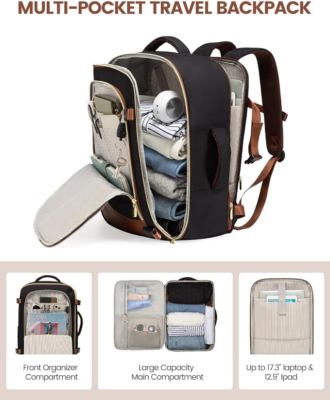 LOVEVOOK 5 Pcs Carry On Luggage 22x14x9 Airline Approved with 40L Laptop Travel Backpack, 20 Inch Carry On Suitcases with Wheels, Rolling Suitcase for Women Men, with TSA Lock Weekender Luggage - Image 5