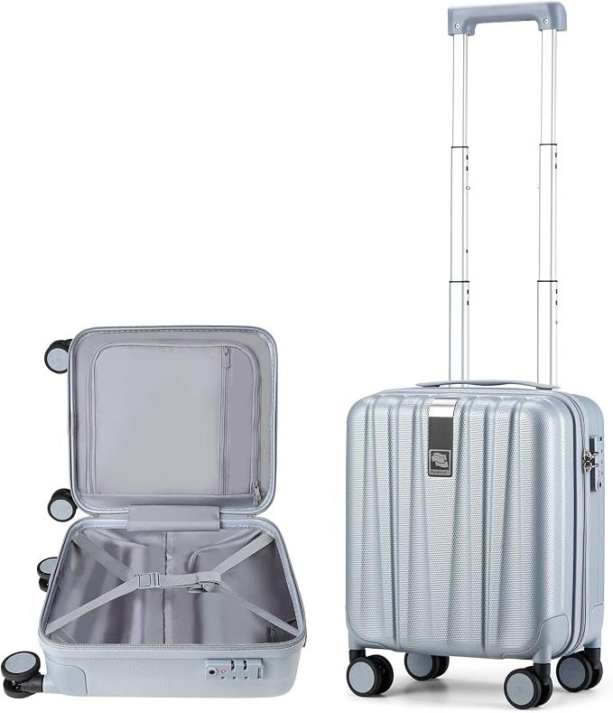 Hanke 14 Inch Underseat Carry On Luggage with Wheels Hard Shell Suitcases Carry On Bag Lightweight Small Mini Suitcase Travel Luggage for Travel（Gray） by Hanke