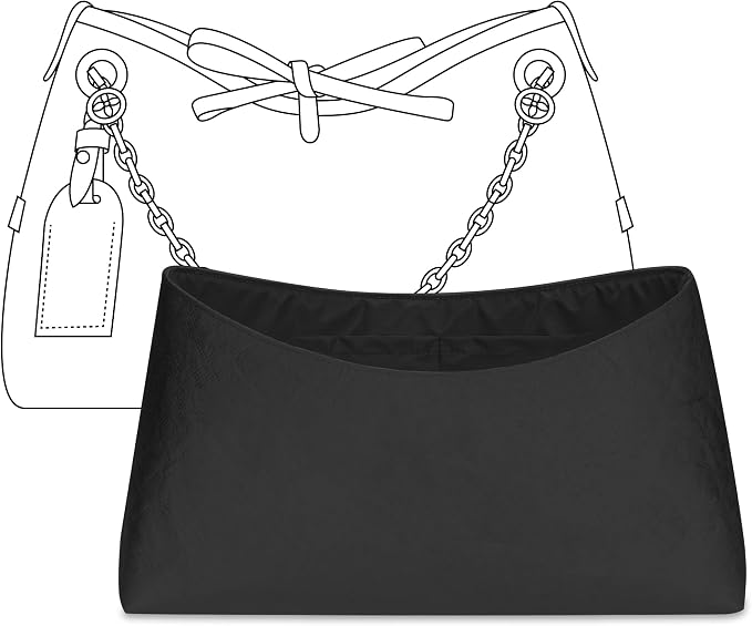 Handbag Organizer Insert for LV Carryall BB, Custom Fit Inside Premium Matte Black Lightweight WaterResistant Purse Insert with Cup Holder Accessories by FANJIProject