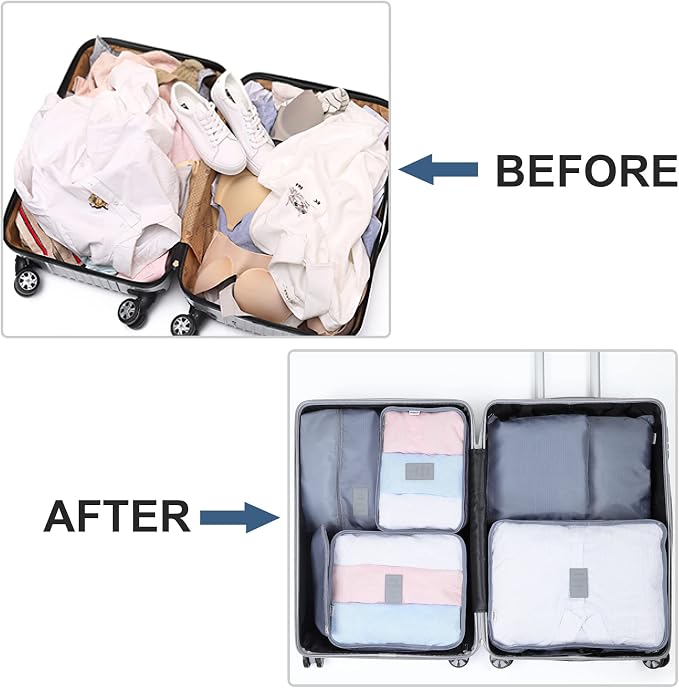 AiQInu Set of 7 Waterproof Travel Organiser Packing Cubes Organizer, Shoe Bag, Luggage Bags - Image 6