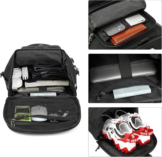 Kalesi Gym Duffle Bag Backpack 4-Way Waterproof with Shoes Compartment for travel Sport Hiking laptop (Black) - Image 5