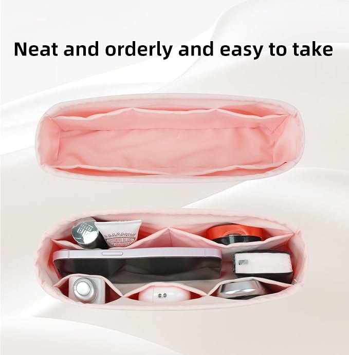 DGAZ Silk Purse Organizer Insert For Lady-Dior Micro/Mini/S/M/L bags，Silky Smooth Bag Organizer，Luxury Handbag & Tote Shaper（Pink，Mini） | Soft and Lightweight,Perfect Fit,Multi-pocket Storage,Bag Protector,Luxury Bag Care,Handmade,for Smooth Bag Organizer - Image 5