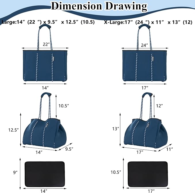 QOGiR Neoprene Multipurpose Beach Bag Tote with Inner Zipper Pocket … … … … - Image 5