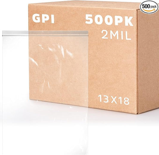 GPI - 2.5 Gallon Extra-large Zip Bags, 13" x 18" Large Reclosable Lock Zip Bags, Clear Plastic Zipper Storage Bags with Zip Top Lock for Freezer, Clothing, Food, Supplies - 500 Count by GPI