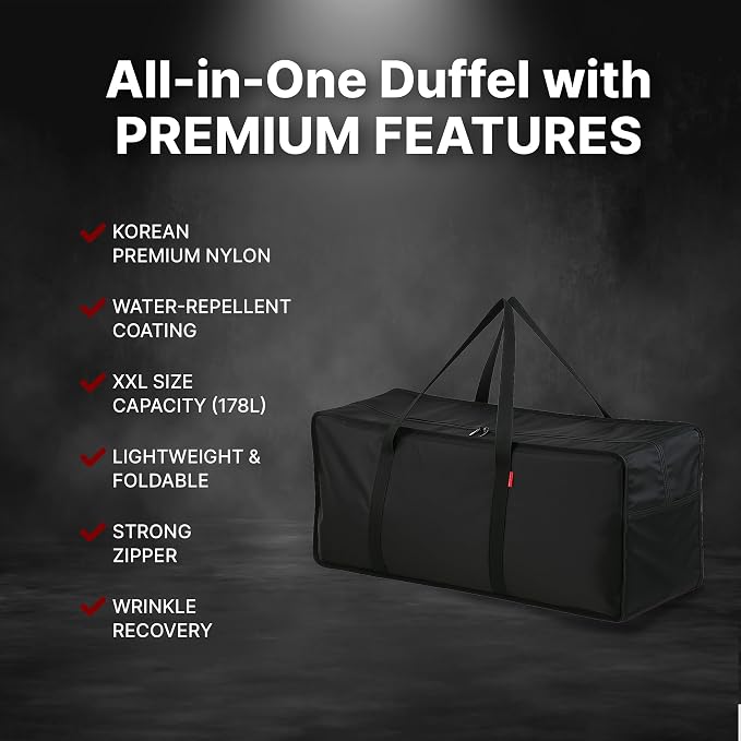 Plago Professional Quality Extra Large Nylon Duffel Bag – Lightweight, Foldable, Water-Repellent Cargo Bag for Travel & Camping, Folding Bike, Tent, Mattress, Blankets, and Closet Storage - Image 3