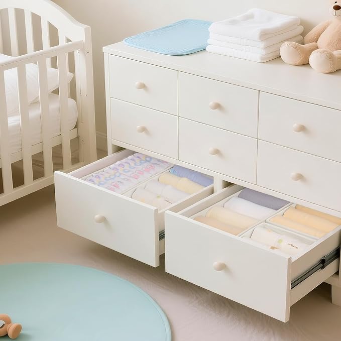 Criusia Drawer Organizer Clothes, 21 Pack Dresser Organizer for Baby Clothes, Underwear, Sock - Foldable Closet Organization and Storage Dividers Bins for Nursery, Bedroom (Oatmeal) - Image 4