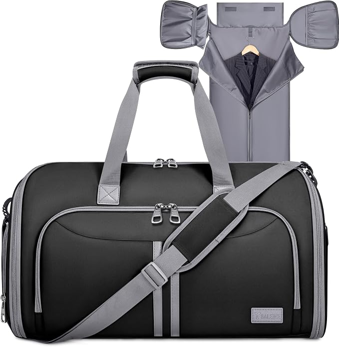 BALEINE Travel Garment Bag, Travel Suit Bag for Men, Water Resistant Carry on Garment Bag for Hanging Clothes, Garment Duffel Bag for Travel Business (Black-Convertible) by BALEINE