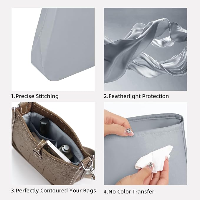 DGAZ Silky Purse Organizer Insert Fits Evelyne TPM/PM/GM/TGM Bags, Luxury Handbag & Tote Organizers, Simplicity bag organizer(Bleu pale,TPM) - Image 3