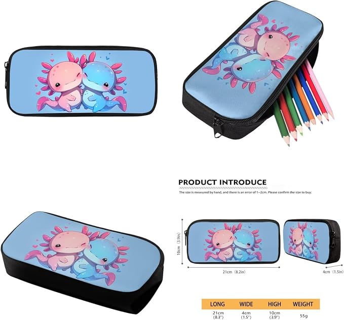 Personalized Kawaii Axolotl School Backpack for Girls with Lunch Box Kids Custom Bookbag Lunchbox Elementary Student Book Bag for Girls 8-10/6-8 Lunch Bag Pencil Case Water Bottle Holder Set - Image 6