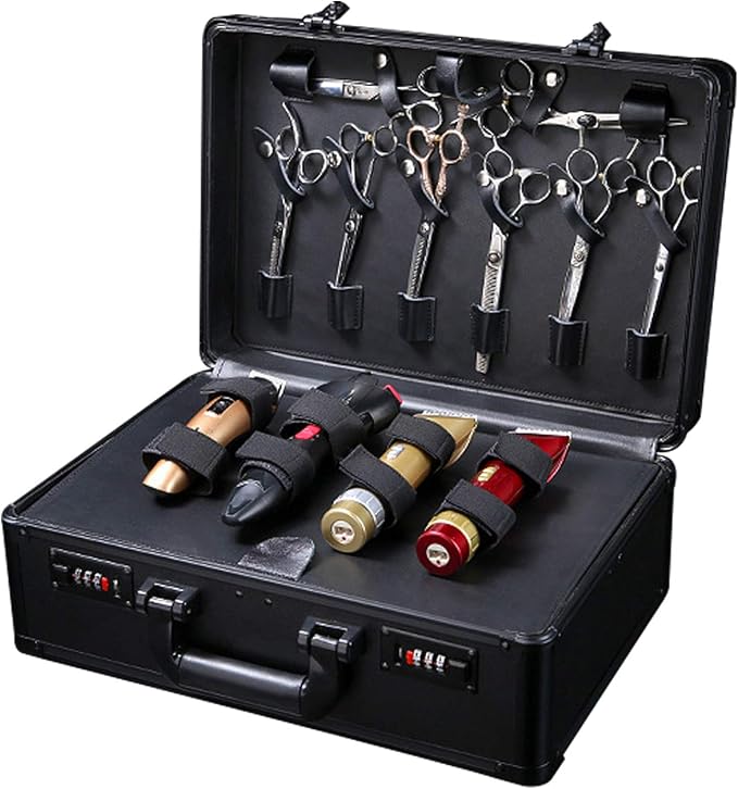 Barber Carrying Case Barber Case, Stylist Tool Box rofessional Salon Hair Cutting Grooming Kit Storage Organizer for Clippers, Scissors, Barber Supplies (Black) by FLYHERO