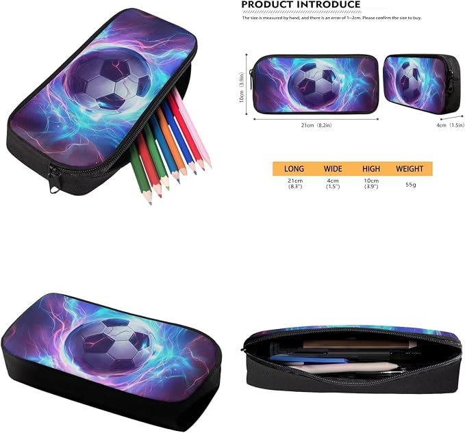 Lightning Soccer Backpack for Boys Girls Backpack with Lunch Box Water Bottle Holder with Strap and Pencil Case 4PCS Set Bookbag with Compartments for School 17 inch Sturdy School Bag for Kids - Image 6