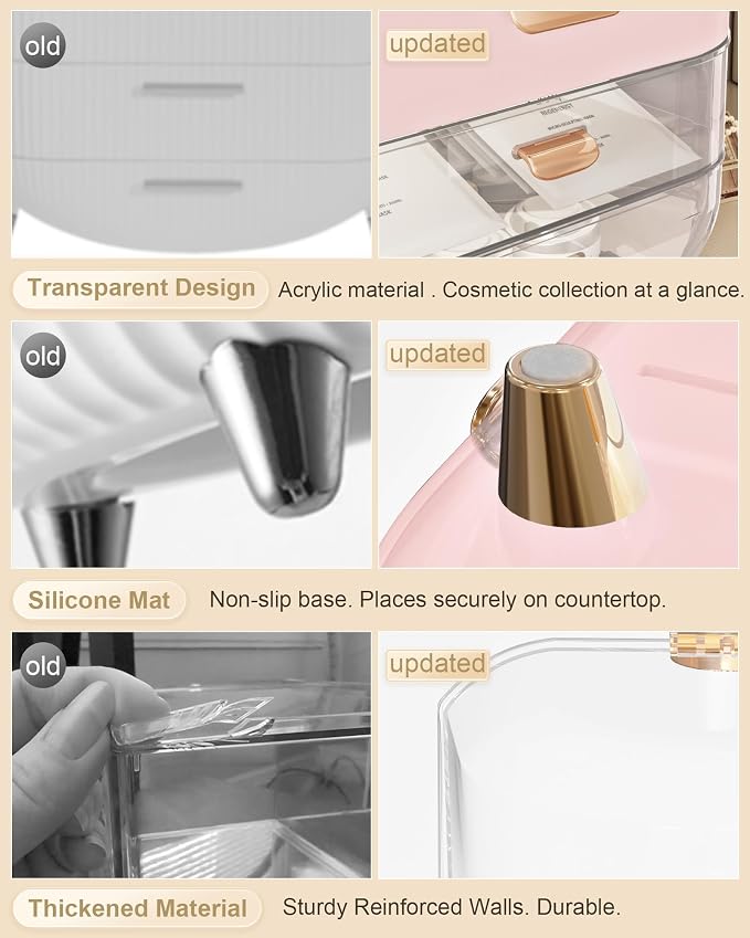 Anylady Makeup Organizer Countertop, Skincare Holder Bathroom Counter Organizer, Storage Box Cosmetic Display Cases, Teen Girl Gifts Make up Organizers for Vanity, Dresser - Image 3
