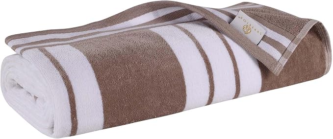 Superior Cotton Cabana Striped Beach Towels, Colorful Towels for Adult, Kid, Pool, Swimming, Sand, Travel, Large Oversized, Absorbent, Fast Drying, Bath Basics, Cabana Collection, 1 Piece, Taupe - Image 9