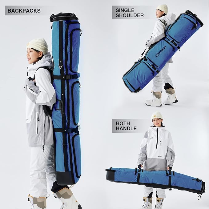 XCMAN Padded Snowboard Bag Expandable Snowboard Bag for Air Travel Adjustable Ski Bag Length 63-75In - Image 4