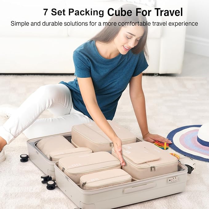 Hanke 7 Piece Expandable Compression Packing Cubes, Premium Travel Packing Organizers for Suitcases/Carry On, Luggage Organizer Bags with Breathable Mesh & Label - Image 7
