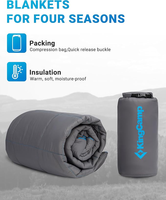 KingCamp Ultralight Camping Blanket, Packable Down Alternative Puffy Wearable Blankets Weatherproof Warm Package Quilt with Snap Buttons for Outdoor Hiking Travel Picnic Stadium (69" x 53", Charcoal) - Image 7