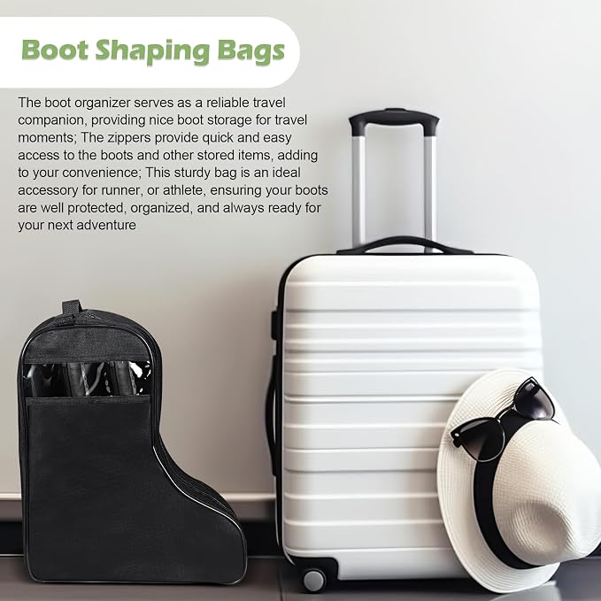 2 Pcs Boot Bags for Cowboy Boots Portable Storage Bag for Travel Long Tube Shoes Bags Men Tall Shoe with Handle for Home Travel (Black) - Image 5