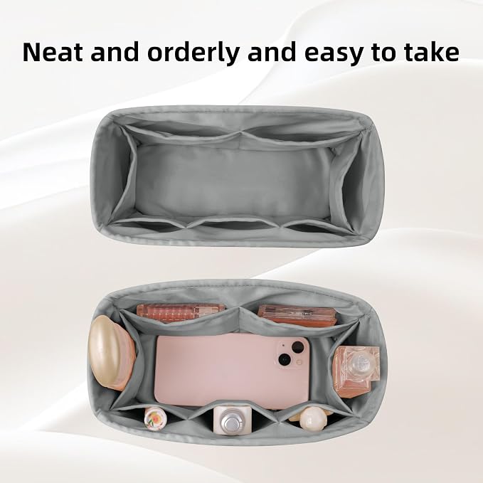 DGAZ Silk Purse Organizer Insert for Birkin Bag(Pearl gray,BK50) | Soft and Lightweight,Perfect Fit,Multi-pocket Storage,Bag Protector,Luxury Bag Care,Handmade,for Smooth Bag Organizer - Image 6