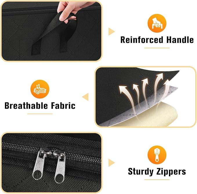 SpaceTrove Clothes Storage Bags, 6-Pack Comforter Blanket Organizers, 80L Large Capacity Containers with Visual Window for Clothing, Quilt, Sheet, Pillow, Closet Organization for Bedding (Black) - Image 3