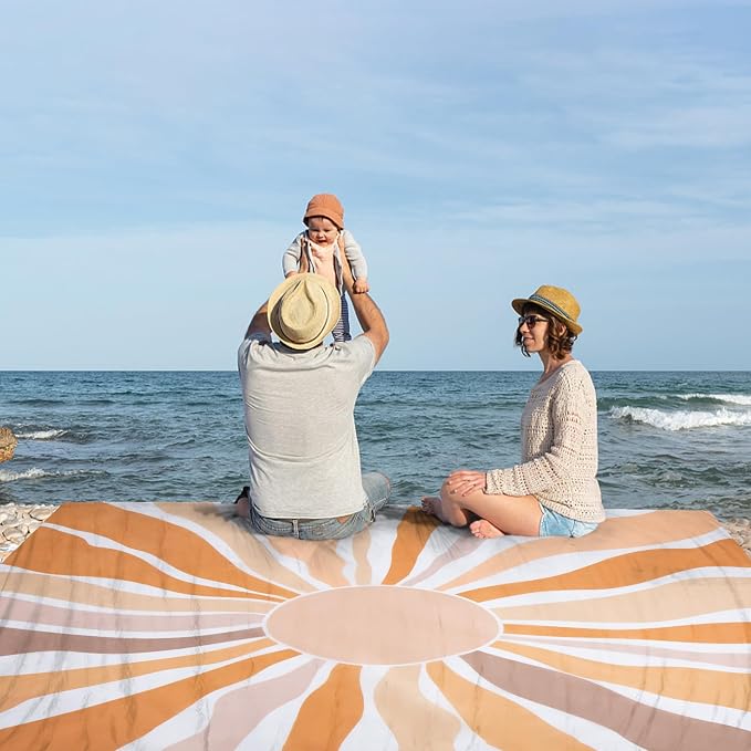 Waterproof Sandproof Beach Blanket, 78" x 86" Large Beach Mat for 2-4 Adults, Lightweight Polyester Outdoor Picnic Blanket for Travel, Camping, Hiking, Beach Essentials for Vacation - Image 2