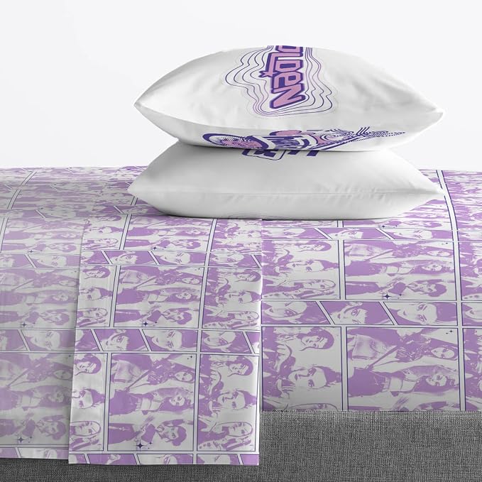 Jay Franco Kids Sheet Set with Fitted, Flat Sheets & Pillow Cover - Ultra-Soft Bedding with Pillowcase for Room Decor, White - Kpop Demon Hunters, 4 Piece Queen - Image 6