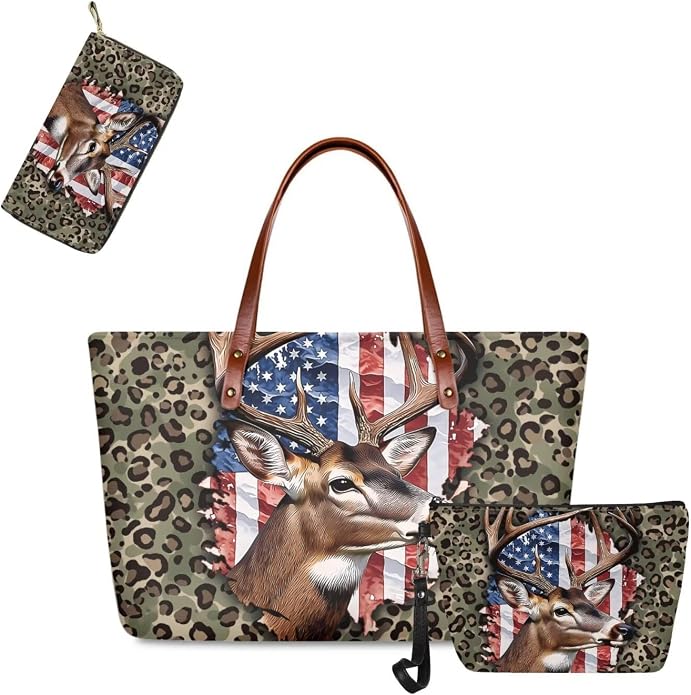 GIFTPUZZ Women Tote Bag Women Wallet Portable Cosmetic Bag for Women Bag Set 3 Pack PU Leather Bags with Zipper - Image 4