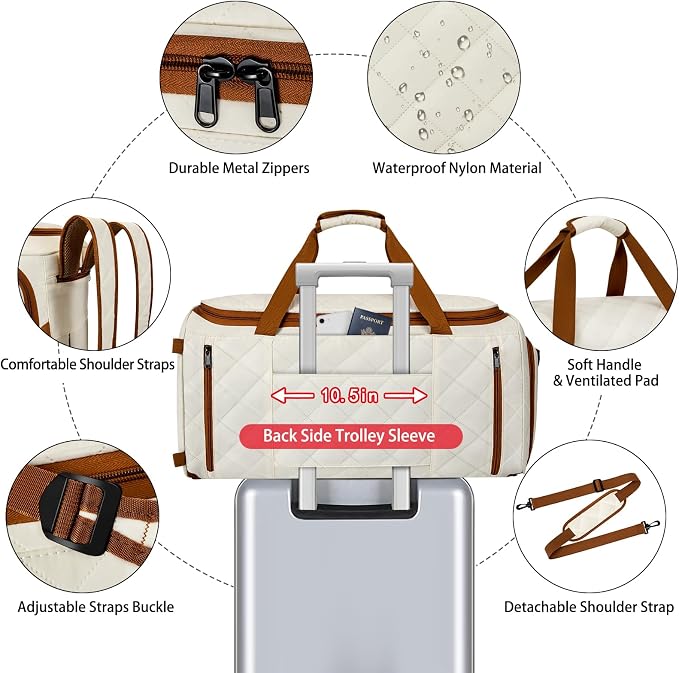 Convertible Garment Bags for Travel - Carry on Garment Duffle Bag with Backpack Straps for Men Women, 4 in 1 Large Travel Duffel Bags with Shoes Compartment Hanging Suit Dress Weekender Bag 3pcs Set - Image 5