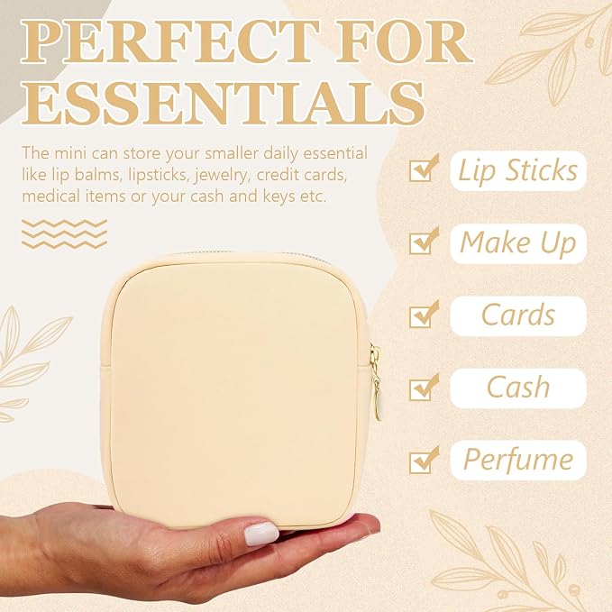 Giesiery 16 Pcs Mini Makeup Bags - Khaki Nylon Travel Cosmetic Pouch, Toiletry Organizer & Preppy Coin Purse for Women Girls, Bulk Wedding Bridesmaid Gifts - Image 2