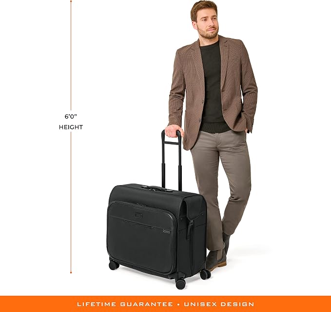 Briggs & Riley Deluxe Wardrobe Spinner - Checked Luggage for Travel, Suitcases with Wheels, Softside Rolling Bag for Men & Women, Built in Hook for Clothes - Baseline Collection, Black - Image 15