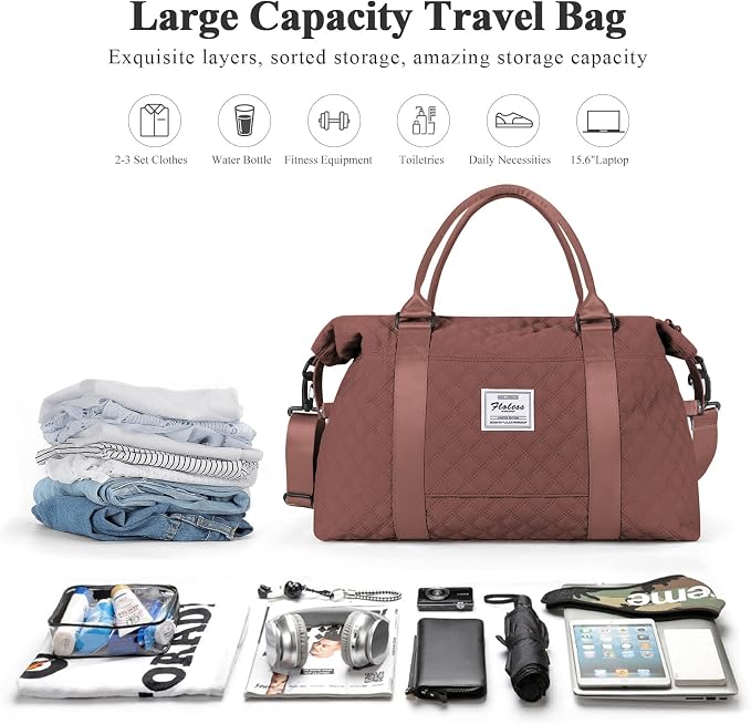 Travel Duffel Bag, Carry On Overnight Weekender Bags for Women | Travel Bag with Wet Pocket & Trolley Sleeve, For Spirit Airlines 18x14x8 Personal Item Bag - Image 2