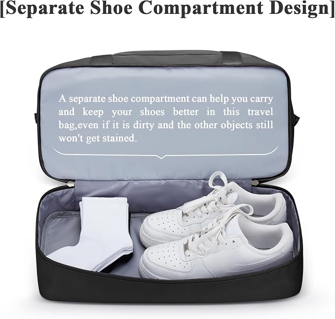 Travel Duffel Bag with Shoes Compartment,Weekender Bags for Women Travel | Overnight Carry-On Bag with Toiletry Bag, For Spirit Airlines 18x14x8 Personal Item Bag - Image 6