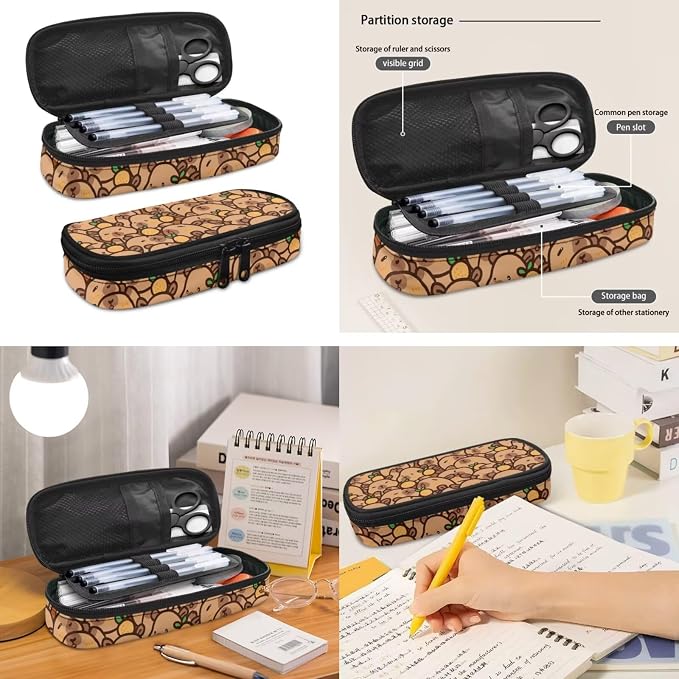 3Pcs Capybara Print Backpacks Set for school, Kids Bookbag Students Knapsack with Insulated Lunch Box Pencil Case for Teens Girls - Image 4