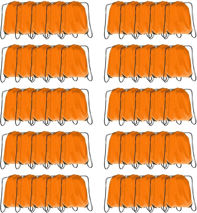 Drawstring Backpack Bulk 50 packs Draw String Backpack Bags DIY Gym Sports trip Traveling Yoga ride Pedestrianism Cinch Bag Sackpack Drawstring (orange) by Unknown