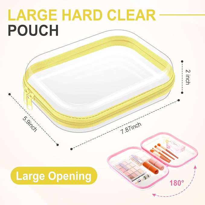 Sanwuta 6 Pcs Clear Hard Zipper Case Plastic Zipper Pouches Transparent Makeup Bag Pencil Case Pouches Toiletry Diaper Bag for Travel Toy Storage Organizer Bins(Assorted Color,7.87 x 5.9 x 2 Inch) - Image 2