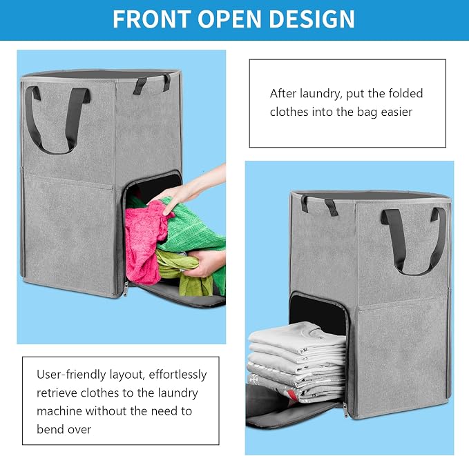 Laundry Backpack Bag, Bukere Extra Large 2 in 1 Laundry Hamper Basket for College Students Dorm Essentials, Adjustable Shoulder Straps, Freestanding Laundry Bag - Image 5