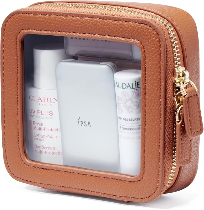 Popvibe Clear Makeup Bag Toiletry Case Travel Transparent Cosmetic Bag with Zipper, Portable Make Up Organizer Traveling Compact Car Bag for Essentials by POPVIBE