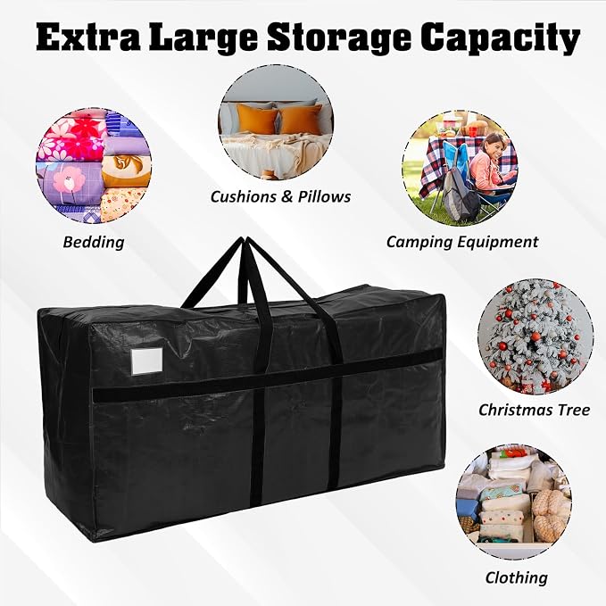 Windyun 4 Pack 195 Gallon Extra Large Moving Bags XXL Heavy Duty Storage Bag with Strong Zipper Handle Jumbo Big Tote Box Foldable for College Dorm Travel Clothes Duffle Blanket Pillow(Black) - Image 4