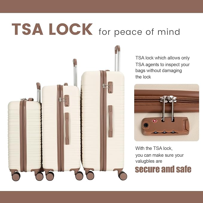 Luggage Sets 5 Piece,Suitcases with Double Spinner Wheels and TSA Lock,Hardcase 3 set Luggage with Travel Duffle Bag,Carry On Luggage Set - Image 5