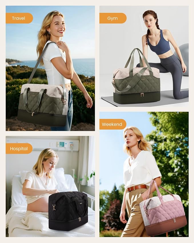 LOVEVOOK Travel Carry On Bag for Women, Lightweight Weekender Bags with Shoe Compartment, Wet Pocket, Hospital Overnight Bags for Women Labor Delivery, Personal Item Duffle Bag for Gym, Sport - Image 7