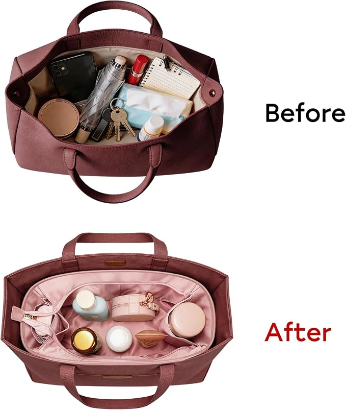 GIVLEFLY Purse Organizer Insert for Tote Bag, 9.84 Inch Satin Bag Organizer with Zipper Top, Multi Pocket Handbag Organizer - Image 7