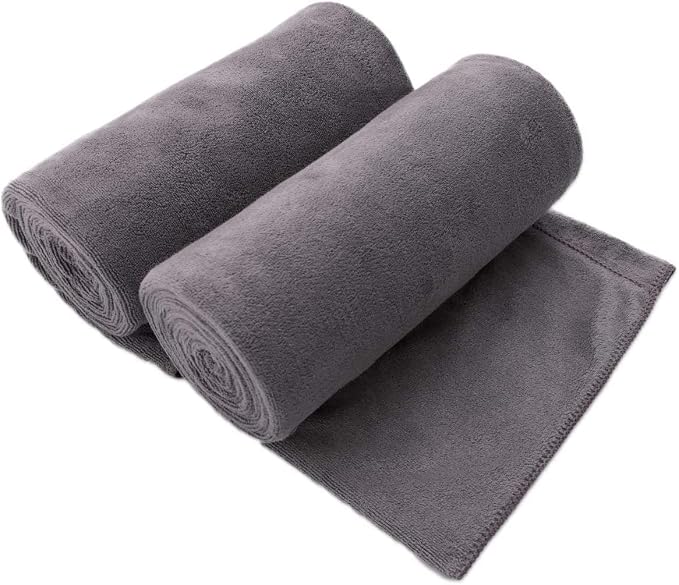 JML Extra Large Bath Towels, Microfiber Bath Sheet Towels for Body, 2 Pack 35" x 70", Oversized, Soft, Super Absorbent, Fast Drying, Perfect forSauna, Shower, Sport, Fitness, Yoga, Grey by JML