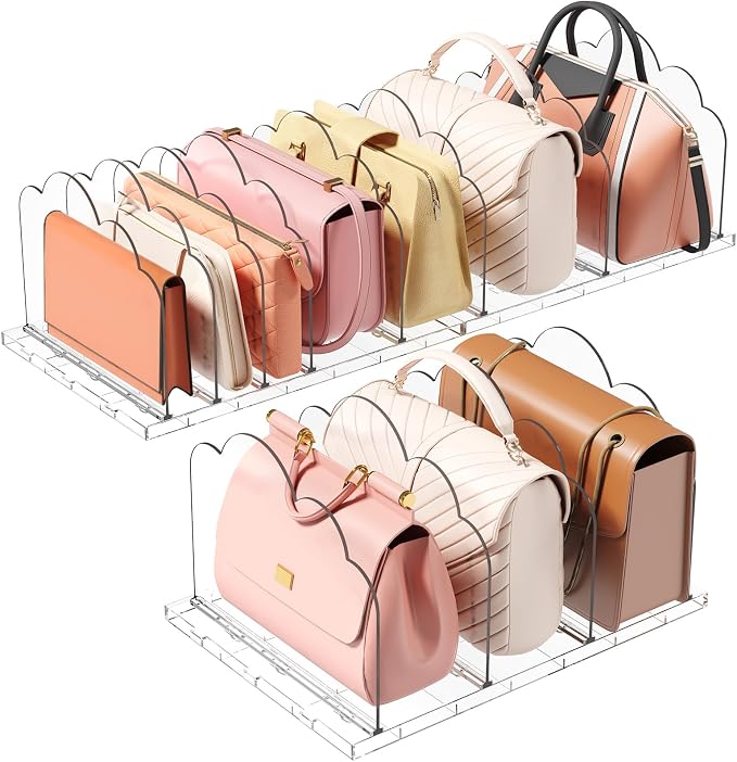 Lifewit Purse Organizer for Closet, Clear Handbags Storage Organizer, Adjustable Clutch Purse Storage Organizer Holder for Closet, 3 Pack Bookshelf Dividers for Sweater in Bedroom 35 x 24 cm/14 x 9.5" by Lifewit