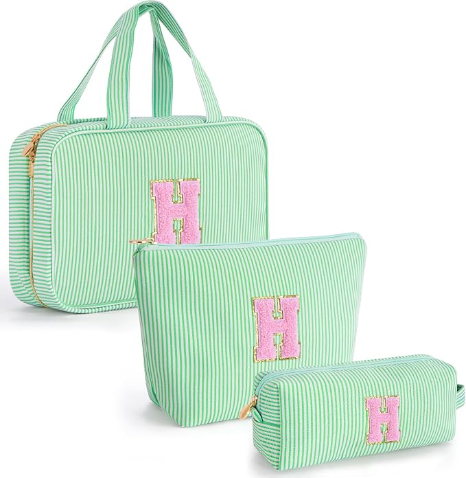 Gifts for Teen Girls Women - Travel Hanging Toiletry Bag & Makeup Bag - Personalized Initial Cosmetic Bag | Birthday Gift for Girl Trendy Stuff - Green H by Unknown