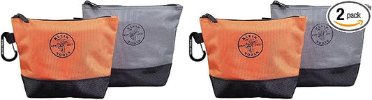Klein Tools 55470 Utility Bag, Stand-Up Zipper Tool Bags, Tough 1680d Ballistic Weave, Reinforced Bottoms, Orange/Black, Gray/Black, 4-Pack by KleinTools